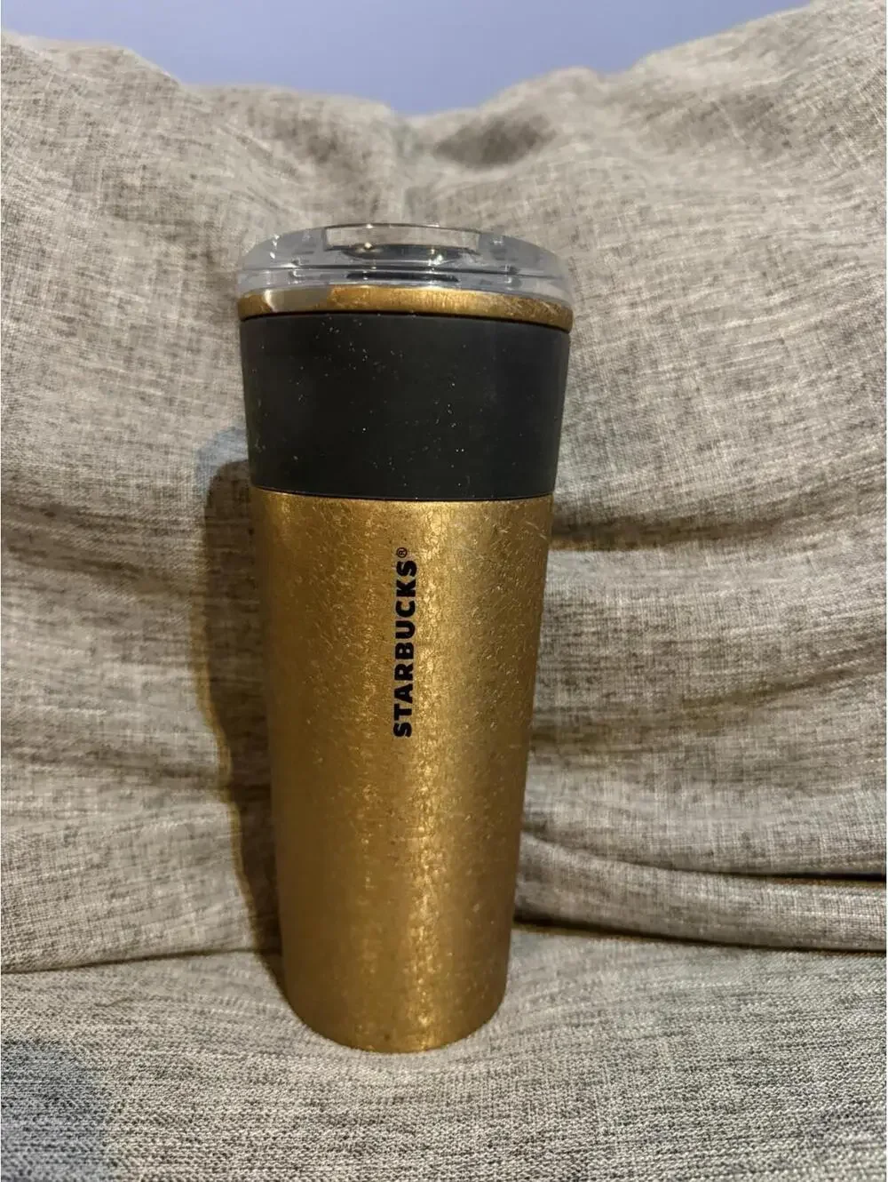Starbucks 2021 Tumbler Gold Flake Black Grip 16 oz Stainless Steel